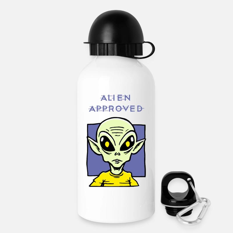 Alien Approved Yellow Eye Design - Drinks Bottle with Lid 500 ml - white