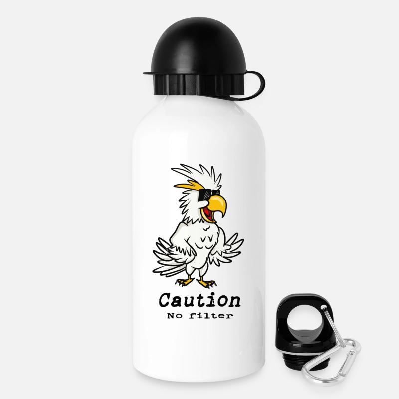 Cockatoo 'Caution no filter' - Drinks Bottle with Lid 500 ml - white