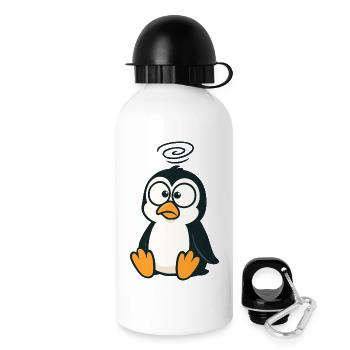 Cute confused penguin cartoon cross-eyed dizzy - Drinks Bottle with Lid 500 ml - white - Right