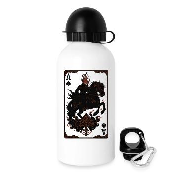 Flammender Ritter auf Pferd Ass Spaten - Trinkflasche mit Deckel 500 ml - Weiß - Rechts