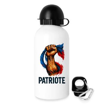 Patriot raised fist and French flag - Drinks Bottle with Lid 500 ml - white - Right
