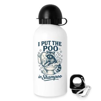 J’ai mis le caca dans le shampooing raton laveur humour meme - Gourde avec bouchon 500 ml - blanc - Droite