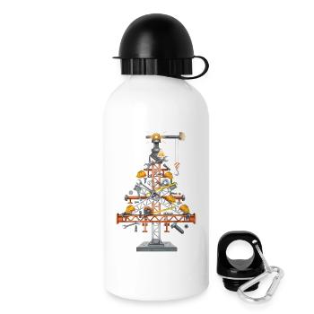 Crane Structure Illustration - Drinks Bottle with Lid 500 ml - white - Right