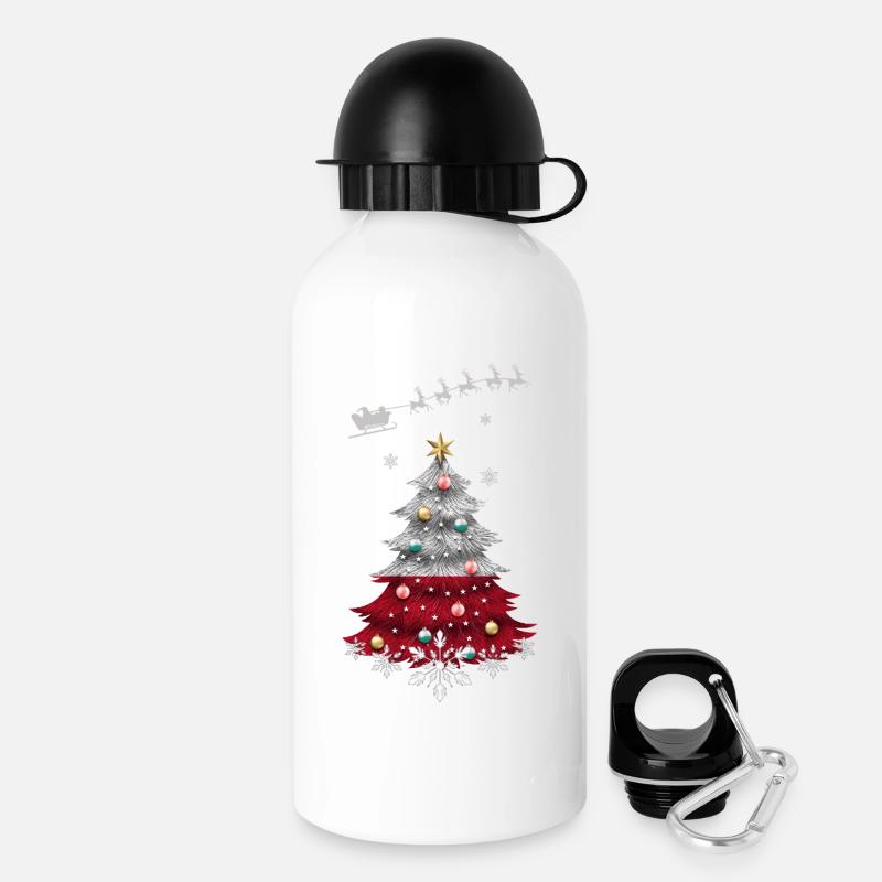 Christmas tree with Poland flag - Drinks Bottle with Lid 500 ml - white