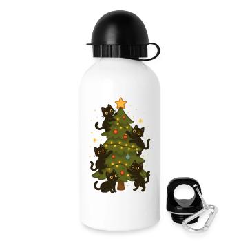 Katzen, die Weihnachtsbaum dekorieren – spaßiges Design - Trinkflasche mit Deckel 500 ml - Weiß - Rechts