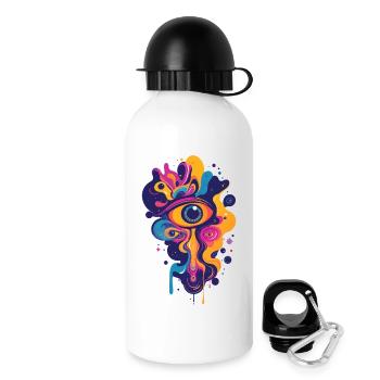 bunte psychedelische Kunst Grafik LSD Farbtropfen - Trinkflasche mit Deckel 500 ml - Weiß - Rechts