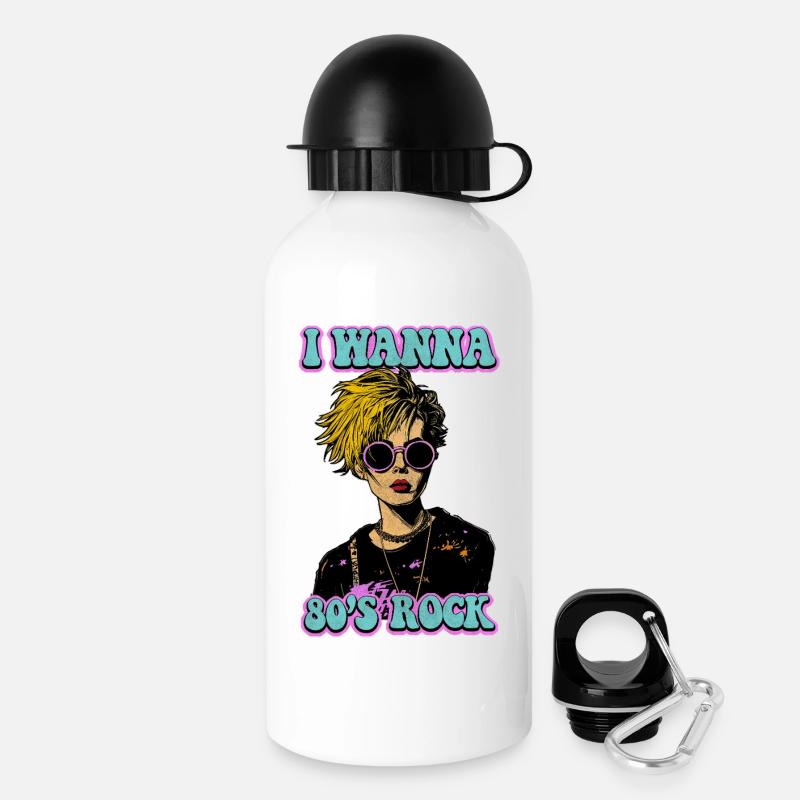 Ich will 80er Rock - Trinkflasche mit Deckel 500 ml - Weiß