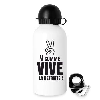 V Comme Vive la Retraite (texte noir) - Gourde avec bouchon 500 ml - blanc - Droite