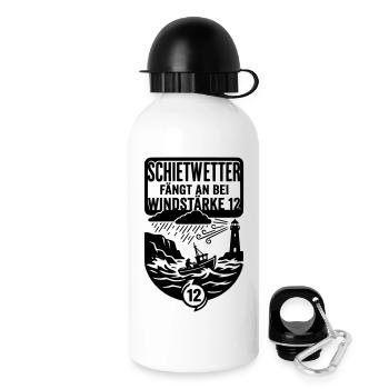 Schietwetter Moin Küste Windstärke 12 - Trinkflasche mit Deckel 500 ml - Weiß - Rechts
