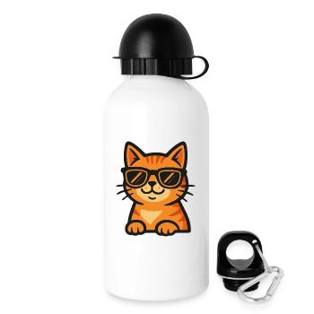 Chat avec des lunettes de soleil - Gourde avec bouchon 500 ml - blanc - Droite