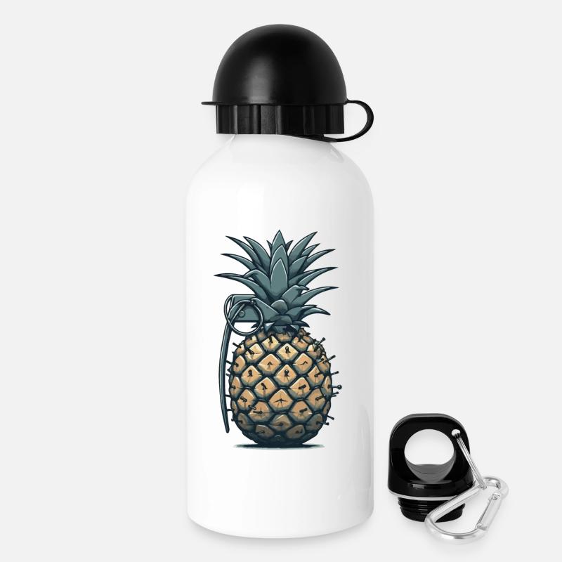 Pineapple Grenade Ring Attachments - Drinks Bottle with Lid 500 ml - white