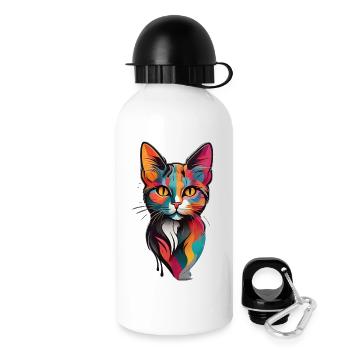 Visage de chat coloré - Gourde avec bouchon 500 ml - blanc - Droite