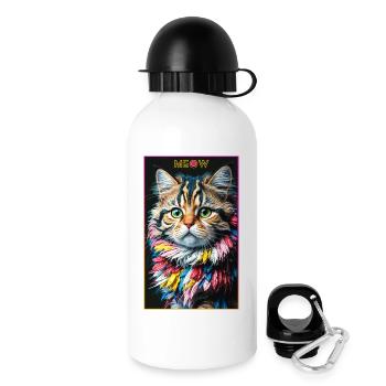 Kunstvolle Katze - Trinkflasche mit Deckel 500 ml - Weiß - Rechts