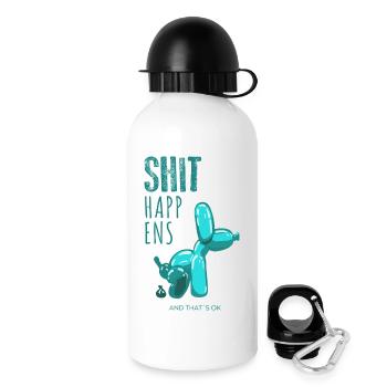 Shit happens, Ballondog  - Trinkflasche mit Deckel 500 ml - Weiß - Rechts