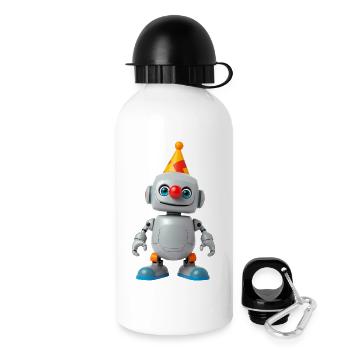 Kleiner Roboter mit Partyhut - Trinkflasche mit Deckel 500 ml - Weiß - Rechts