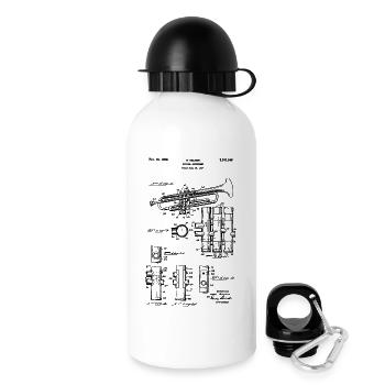 Trumpet – Technical Drawing Vintage Patent - Drinks Bottle with Lid 500 ml - white - Right