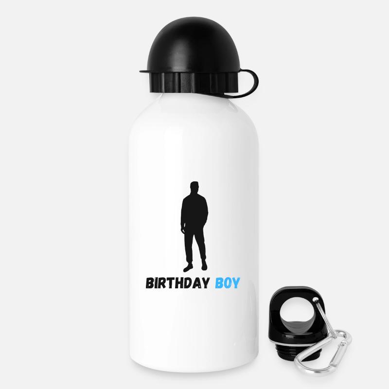 Silhouette de garçon d’anniversaire - Gourde avec bouchon 500 ml - blanc