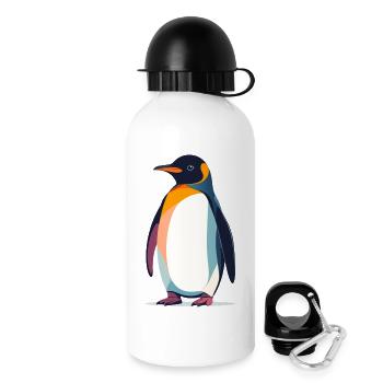abstrakter Pinguin steht auf Eis Vektor Grafik - Trinkflasche mit Deckel 500 ml - Weiß - Rechts