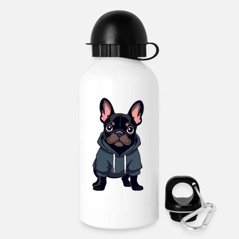 Bouledogue français - Gourde avec bouchon 500 ml - blanc