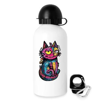 Chat Coloré Art Design - Gourde avec bouchon 500 ml - blanc - Droite