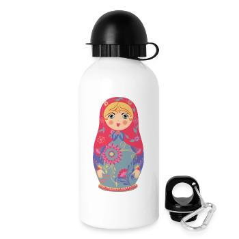 Folkartige Matrjoschka / Matryoshka / Matreschka - Trinkflasche mit Deckel 500 ml - Weiß - Rechts