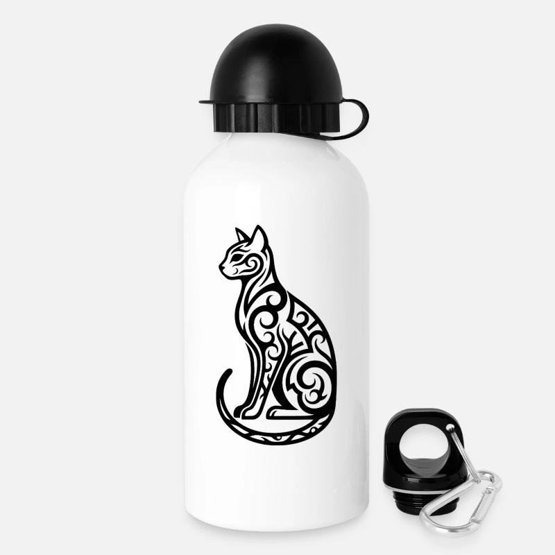 Cool Cat – Minimalist Cat Design - Drinks Bottle with Lid 500 ml - white
