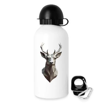 Geometrischer Hirschkopf Low-Poly - Trinkflasche mit Deckel 500 ml - Weiß - Rechts