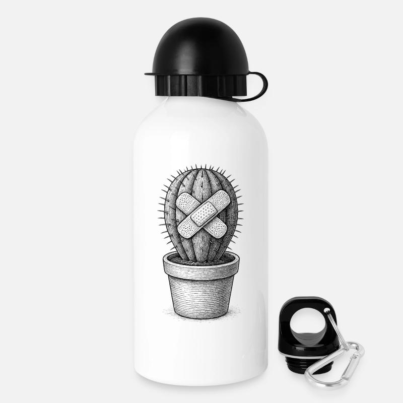 Bandaged Cactus - Drinks Bottle with Lid 500 ml - white