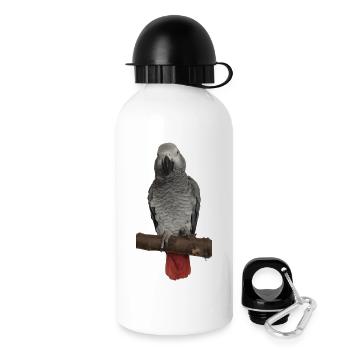 Gray parrot on branch - Drinks Bottle with Lid 500 ml - white - Right