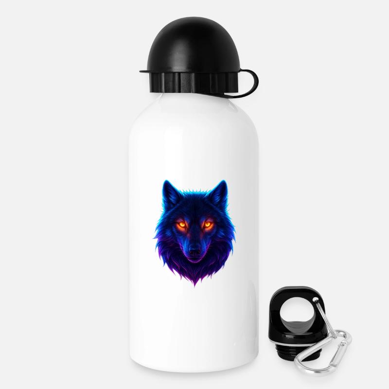 Neon Wolf's Aurora Eyes - Drinks Bottle with Lid 500 ml - white