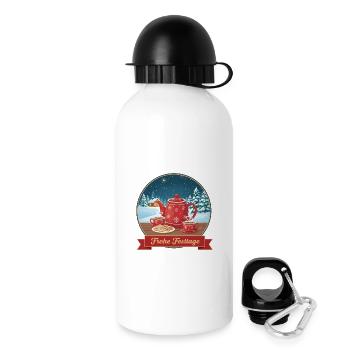 Rote Teekanne im Winterzauber - Trinkflasche mit Deckel 500 ml - Weiß - Rechts