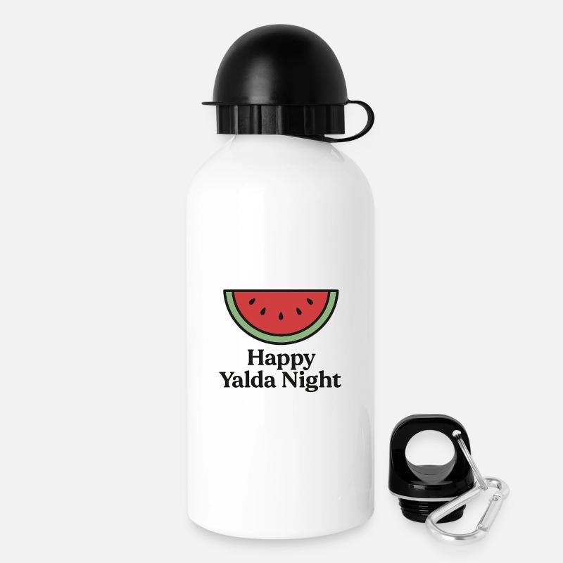 Yalda Night Watermelon Design - Drinks Bottle with Lid 500 ml - white