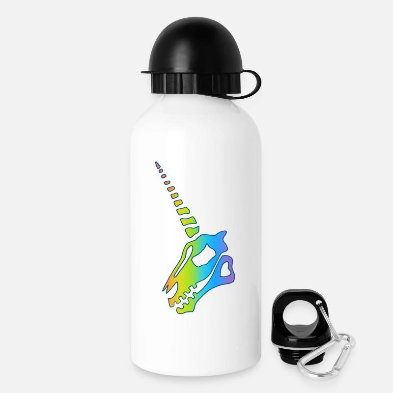 Regenbogen Einhorn Schädel - Trinkflasche mit Deckel 500 ml - Weiß