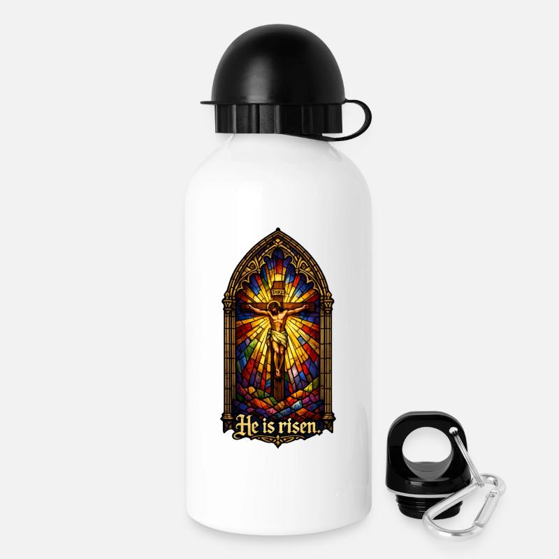 Resurrection He is Risen Easter Jesus - Drinks Bottle with Lid 500 ml - white