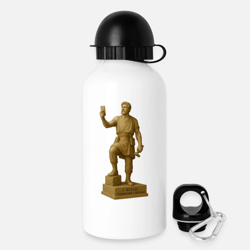 Ancient Philosopher Sculpture with Quote - Drinks Bottle with Lid 500 ml - white