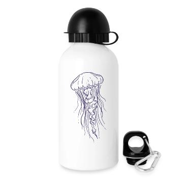 Jellyfish Line Art Illustration - Drinks Bottle with Lid 500 ml - white - Right