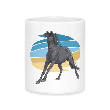 Grauer Pferd im Sunset-Schwung - Tasse mit Herzhenkel - Weiß - Vorne