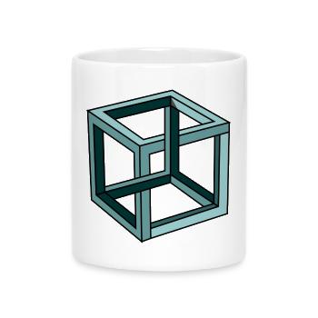 Escher Impossible Cube - Mug with Heart-Shaped Handle - white - Front