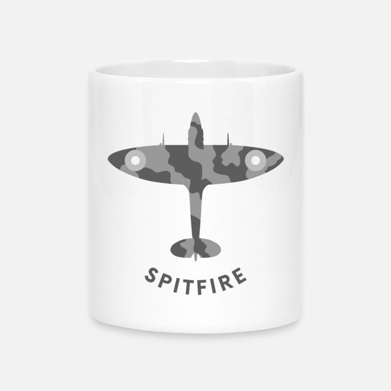 Spitfire-Jagdflugzeug - Tasse mit Herzhenkel - Weiß