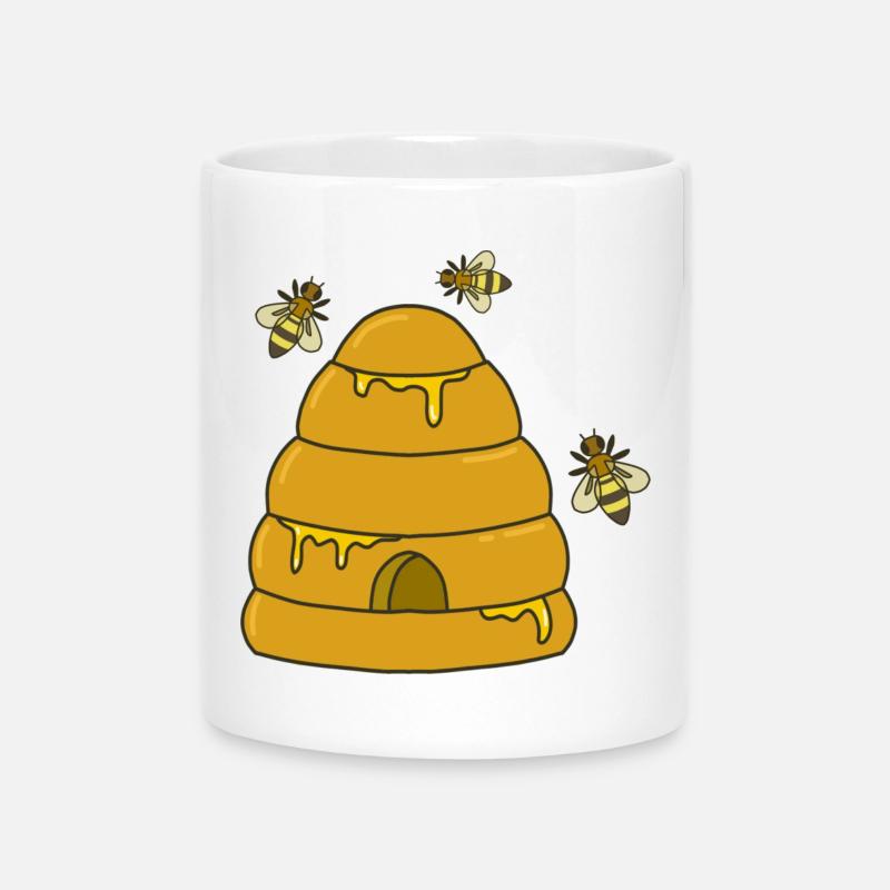 honey hive bees - Mug with Heart-Shaped Handle - white