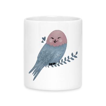 Snowy Owl Illustration - Mug with Heart-Shaped Handle - white - Front