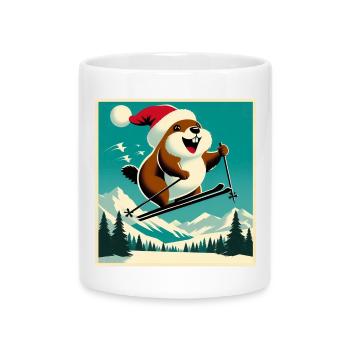 Marmotte Ski Affiche Vintage - Mug avec anse en forme de cœur - blanc - Devant