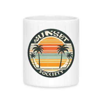 Coucher de soleil avec les palmiers - Mug avec anse en forme de cœur - blanc - Devant