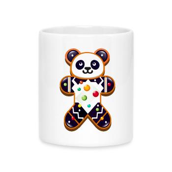 Panda en pain d’épice – Panda festif pour Noël - Mug avec anse en forme de cœur - blanc - Devant