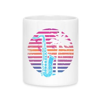90er Jahre Saxophon - Tasse mit Herzhenkel - Weiß - Vorne