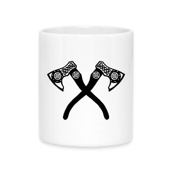 Schwarze Wikinger-Axte - Tasse mit Herzhenkel - Weiß - Vorne