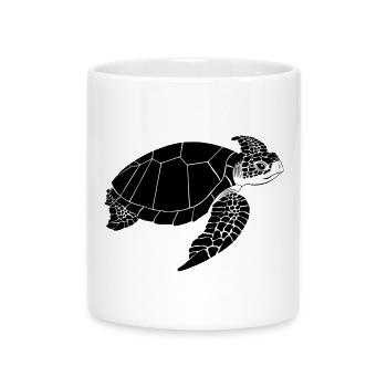 Turtle Black & White - Mug with Heart-Shaped Handle - white - Front