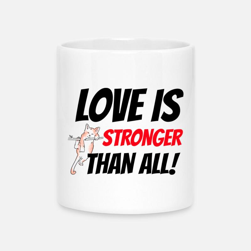 Love is stronger than all - Mug with Heart-Shaped Handle - white