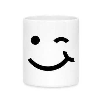 Clin d’œil, sourire clignant de l’œil - Mug avec anse en forme de cœur - blanc - Devant