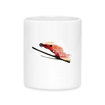 Skispringen - Tasse mit Herzhenkel - Weiß - Vorne